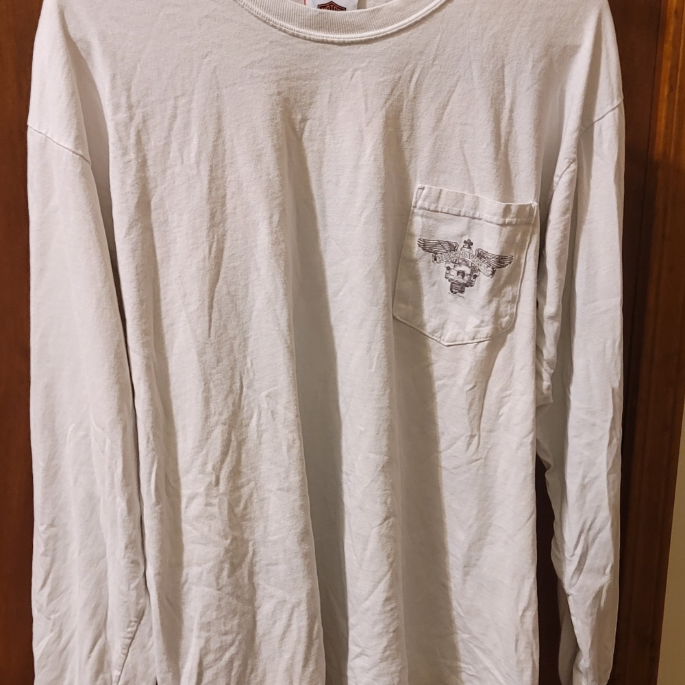 White Long Sleeve Harley Davidson St Kitts Large Shirt